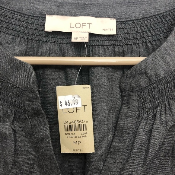 NWT LOFT‎ Petites Women’s V-Cut Charcoal Tunic Medium Petite - Picture 3 of 5